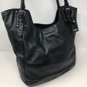 TUMI black leather handbag